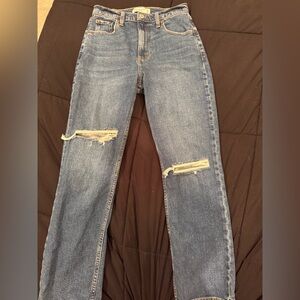 Abercrombie & Fitch Distressed Blue Straight Leg Jeans